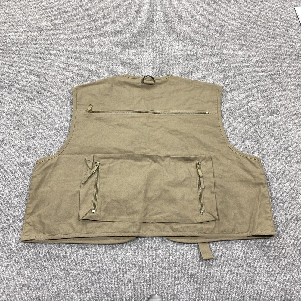 White River Fly Shop Vest Mens Medium Beige Canvas Fishing Zip‎ Pockets